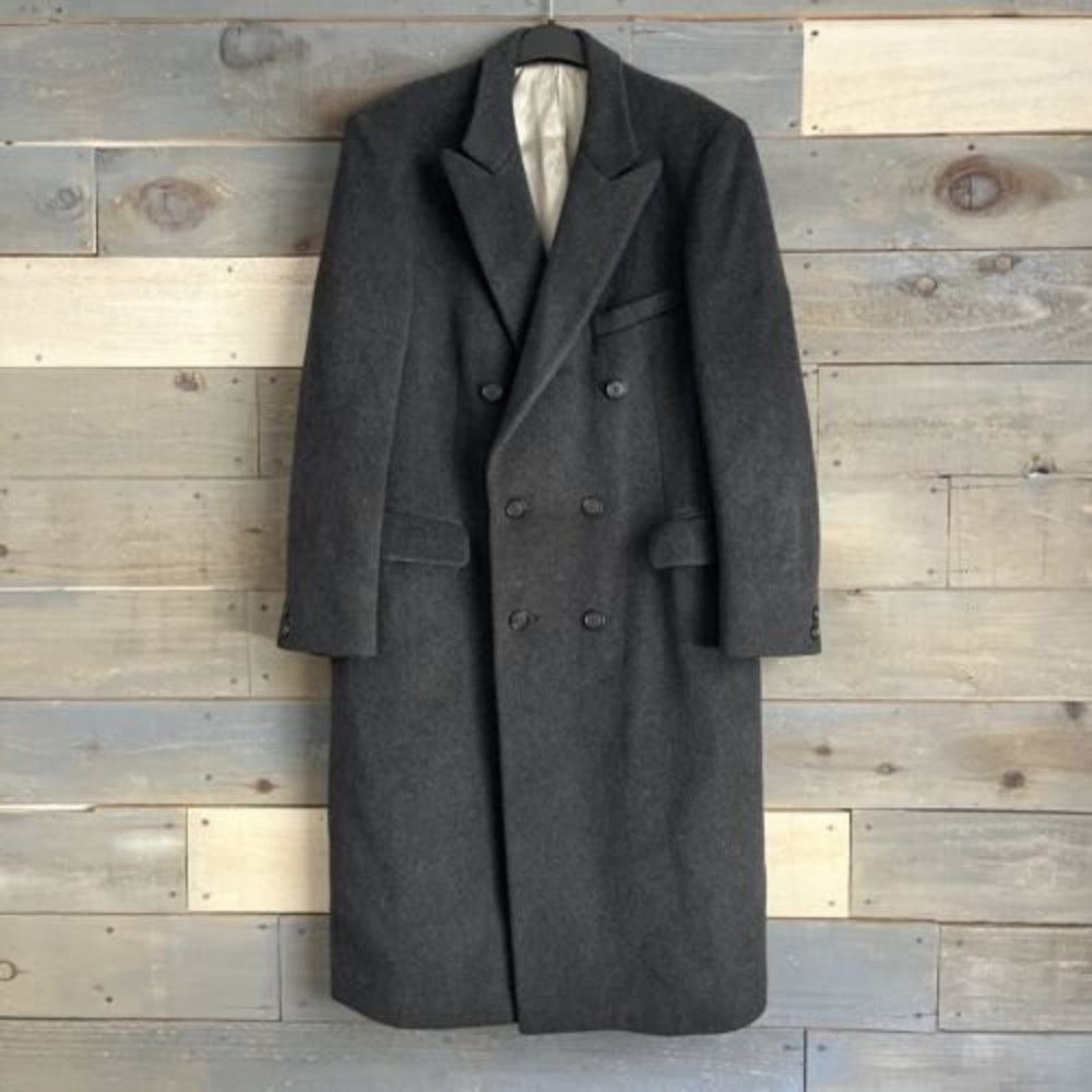 Adolfo Men's Wool Cashmere blend Long Winter Coat 42 Charcoal